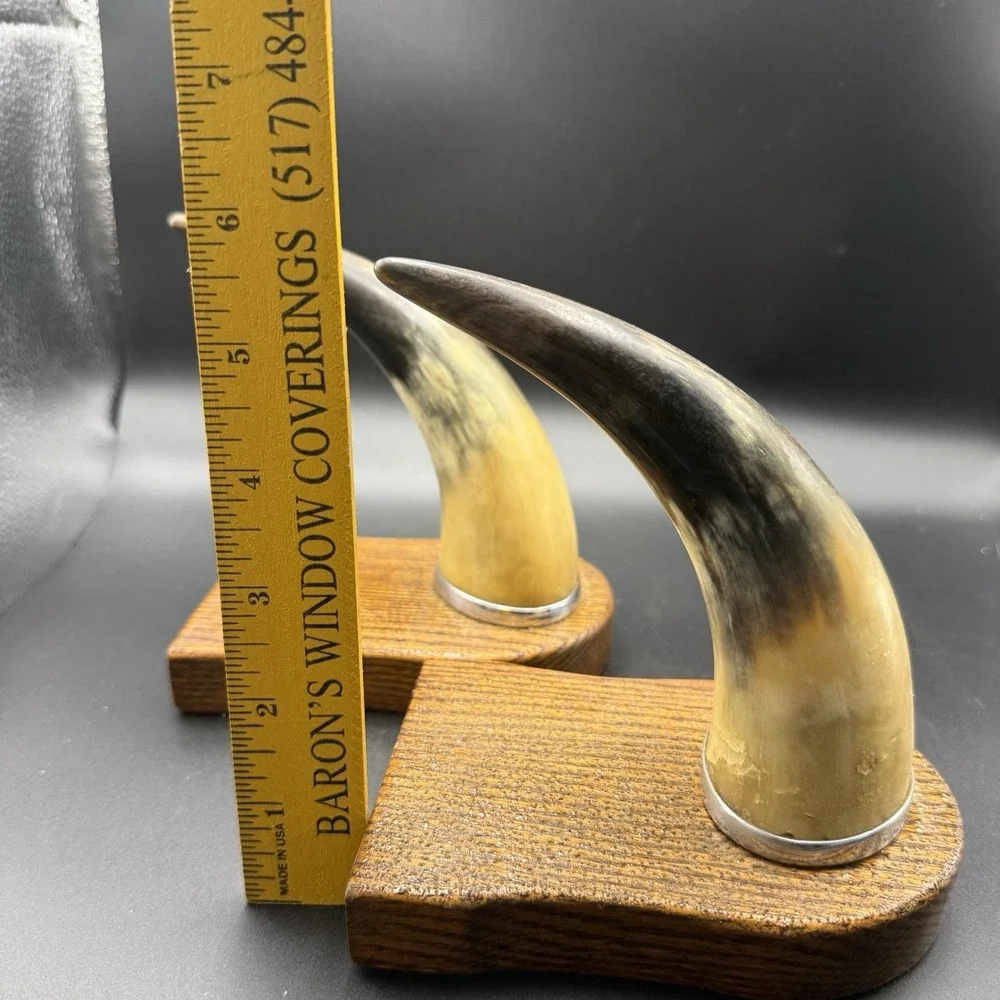 Vintage Handcrafted Cow Horn Wall Hook Coat Hanger Rustic Cabin Decor Set Of 2